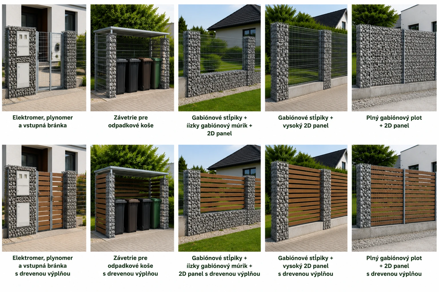 Gabiónový plot 2D – realizácia a detail