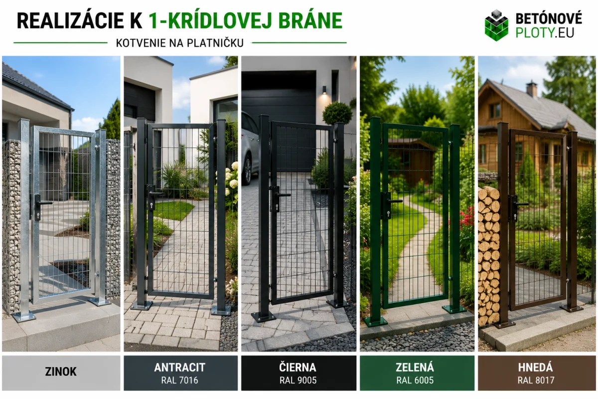 Bránka jednokrídlová na platničku – foto 3