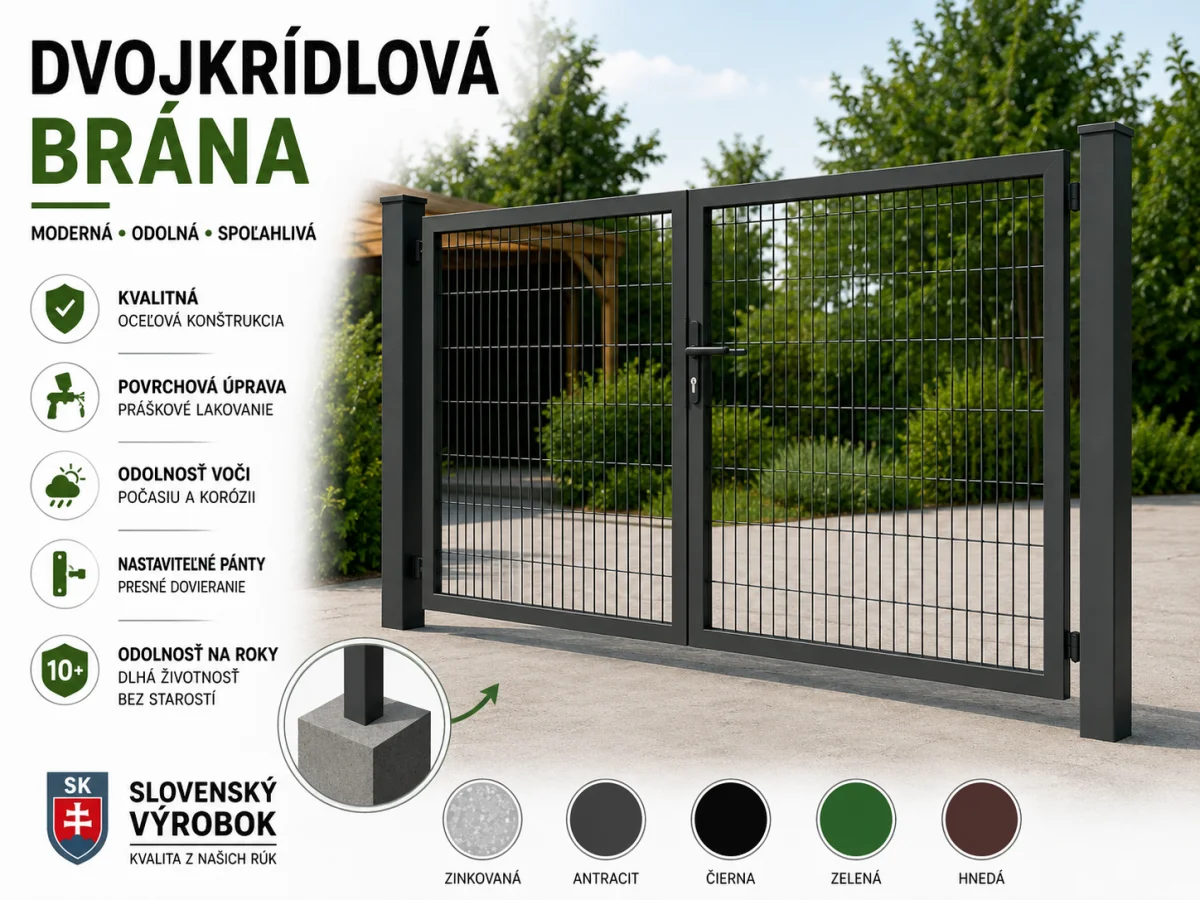 Brána dvojkrídlová do betónu