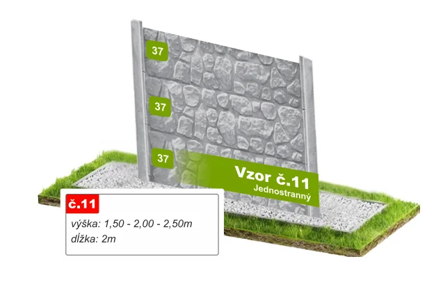 Betónový plot Vzor č. 11 – hrubé kyklopské murivo