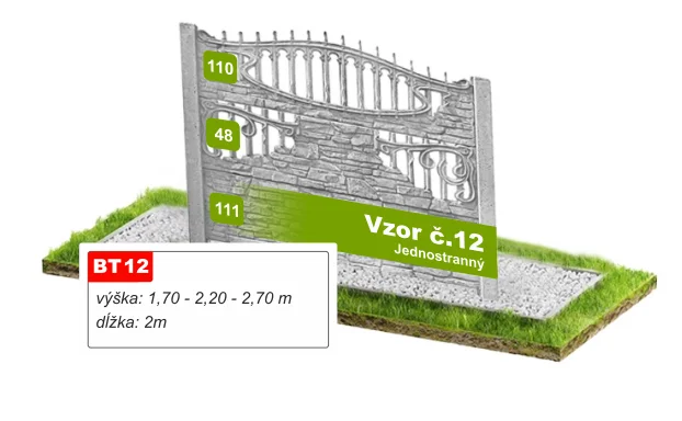 Betónový plot Vzor č. 12 – kameň s kovanou mrežou