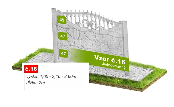 Betónový plot Vzor č. 16 – ozdobná oblúková koruna
