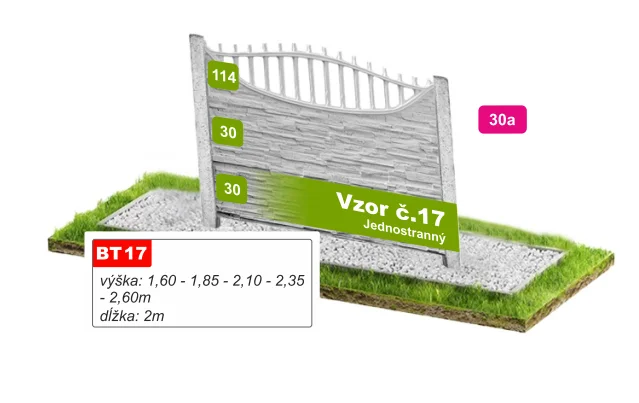 Betónový plot Vzor č. 17 – štiepaný kameň so zvislou mrežou