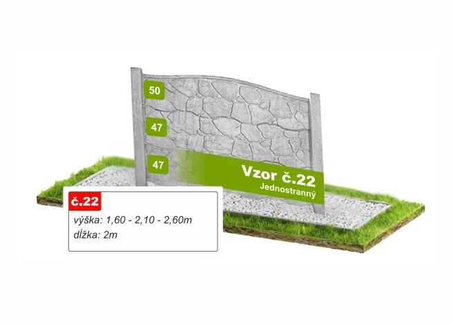 Betónový plot Vzor č. 22 – lámaný plochý kameň