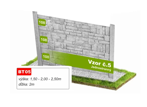 Betónový plot Vzor č. 5 – murivo z kvádrov