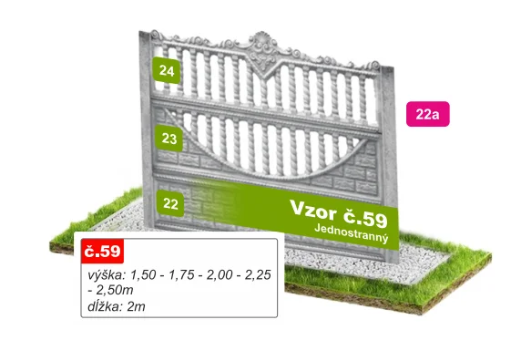 Betónový plot Vzor č. 59 – balustráda s korunkou