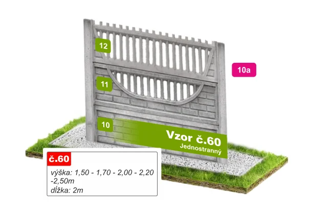 Betónový plot Vzor č. 60 – zvislé latky nad oblúkom