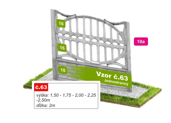 Betónový plot Vzor č. 63 – oválna prelamovaná ozdoba