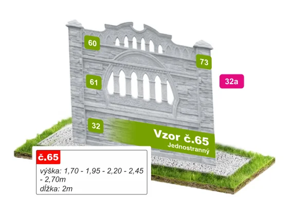 Betónový plot Vzor č. 65 – ozdobná arkáda s balustrádou