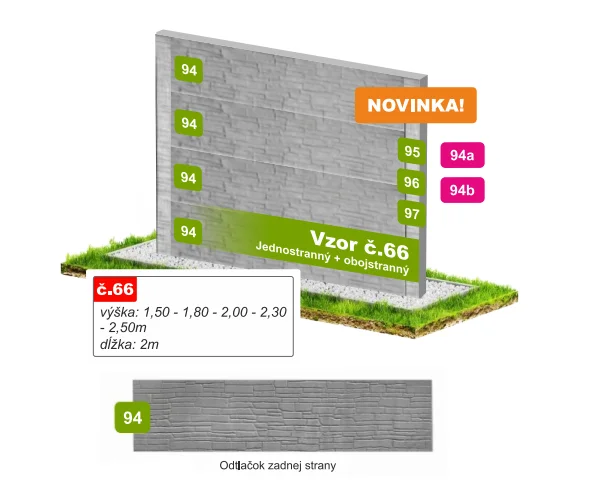 Betónový plot Vzor č. 66 – jemný vrstvený kameň