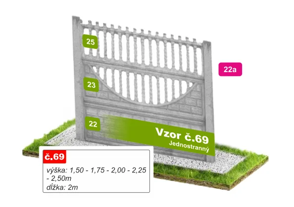 Betónový plot Vzor č. 69 – balustráda nad oblúkom