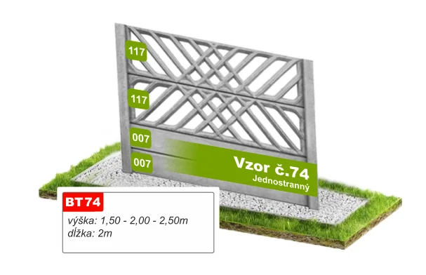 Betónový plot Vzor č. 74 – geometrická krížová mriežka