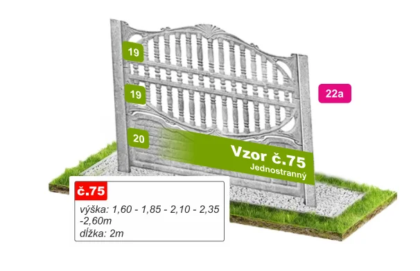 Betónový plot Vzor č. 75 – ozdobná balustráda s oblúkom