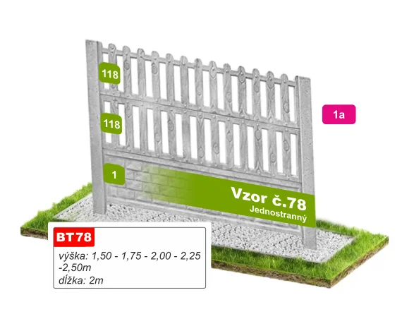 Betónový plot Vzor č. 78 – husté zvislé latky